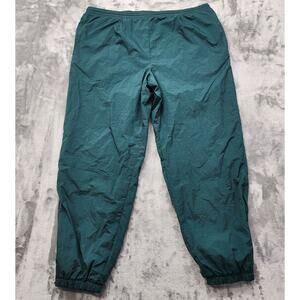 Vintage 1990s Nike Pants Mens XL Green Nylon Windbreaker Trackpants Zip Hem